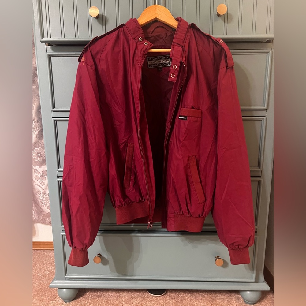 Red Members Only Bomber Jacket